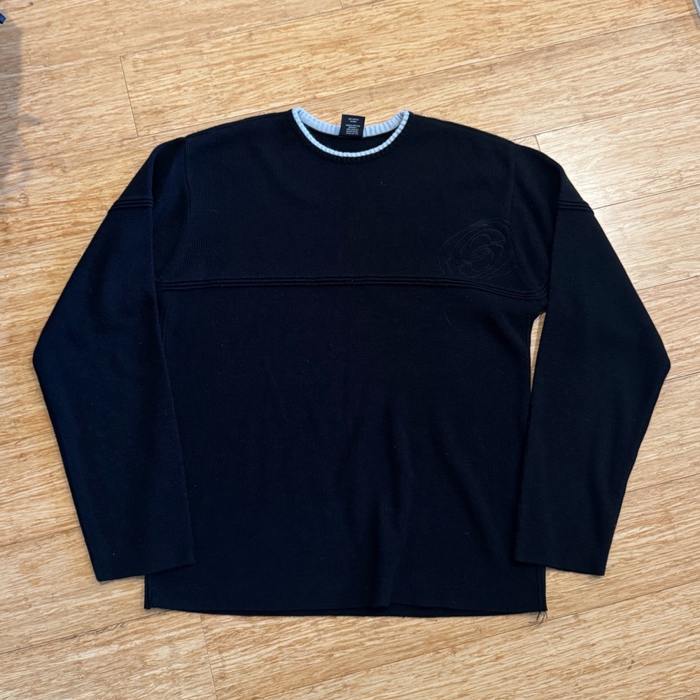 Anchor Blue black fleece crewneck sweater